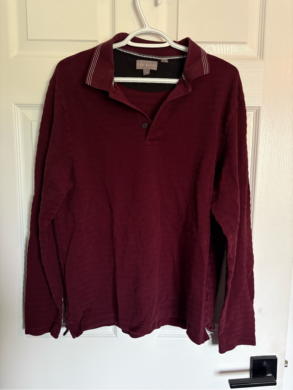 Ted Baker Men's Wine Burgundy Long-Sleeve Polo